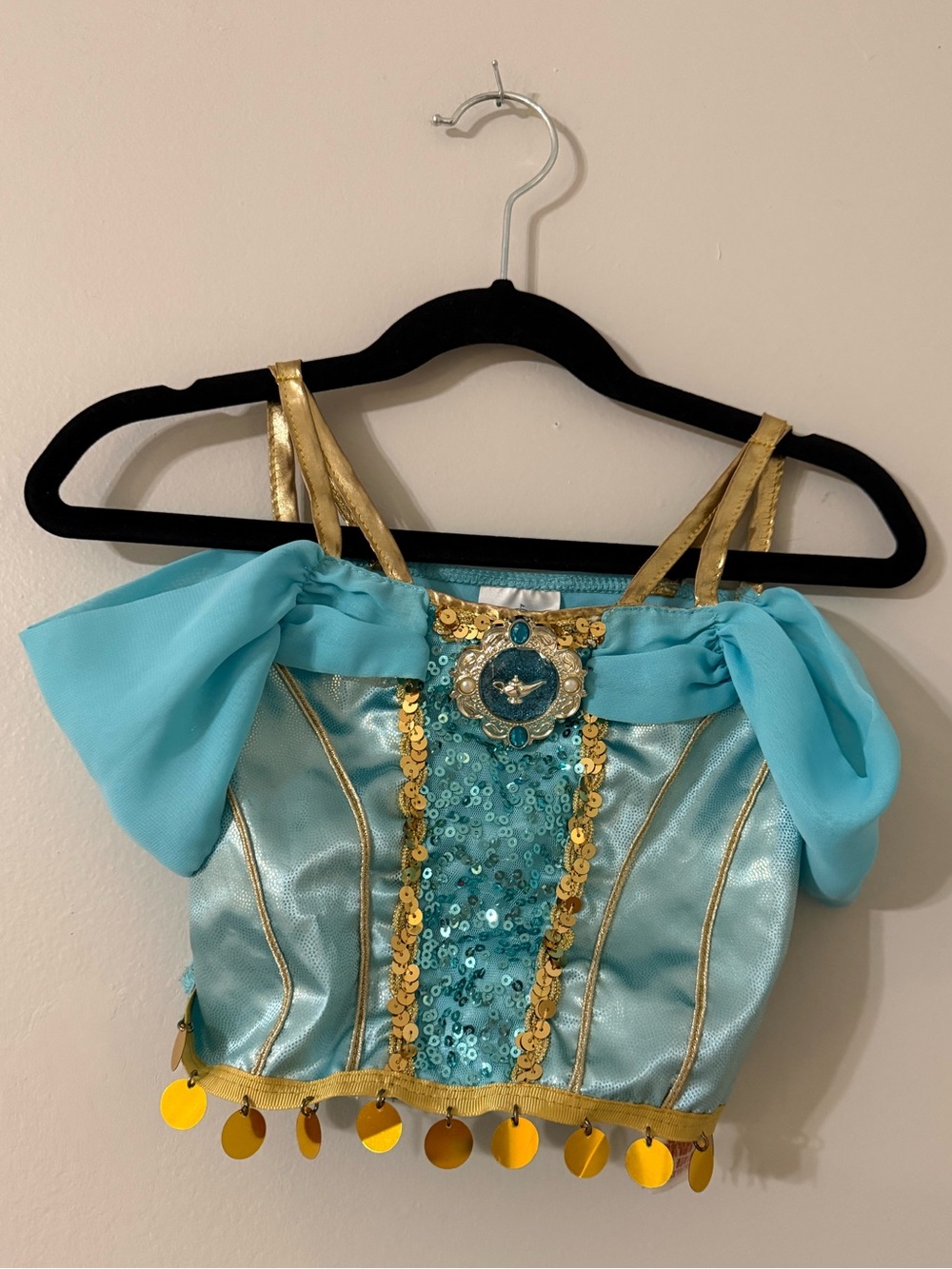 Disney Store Princess Jasmine Costume Top Girls Aladdin Teal Gold Top Only